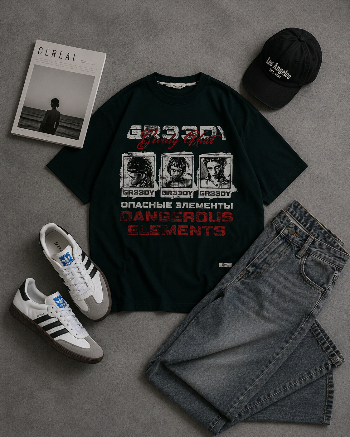 Gr33dy Dangerous Elements Oversized Graphic T-Shirt – Premium Streetwear