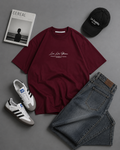 Classic Maroon Oversized Signature T-Shirt – Minimal Streetwear